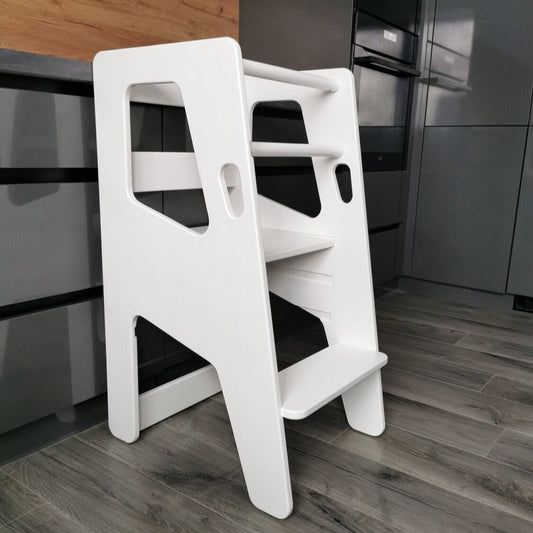 Montessori Learning Tower – Adjustable Wooden Toddler Tower - The Nurturing Nook