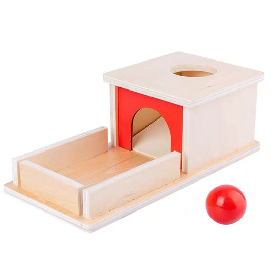 Montessori Object Permanence Box with Tray and Ball - The Nurturing Nook