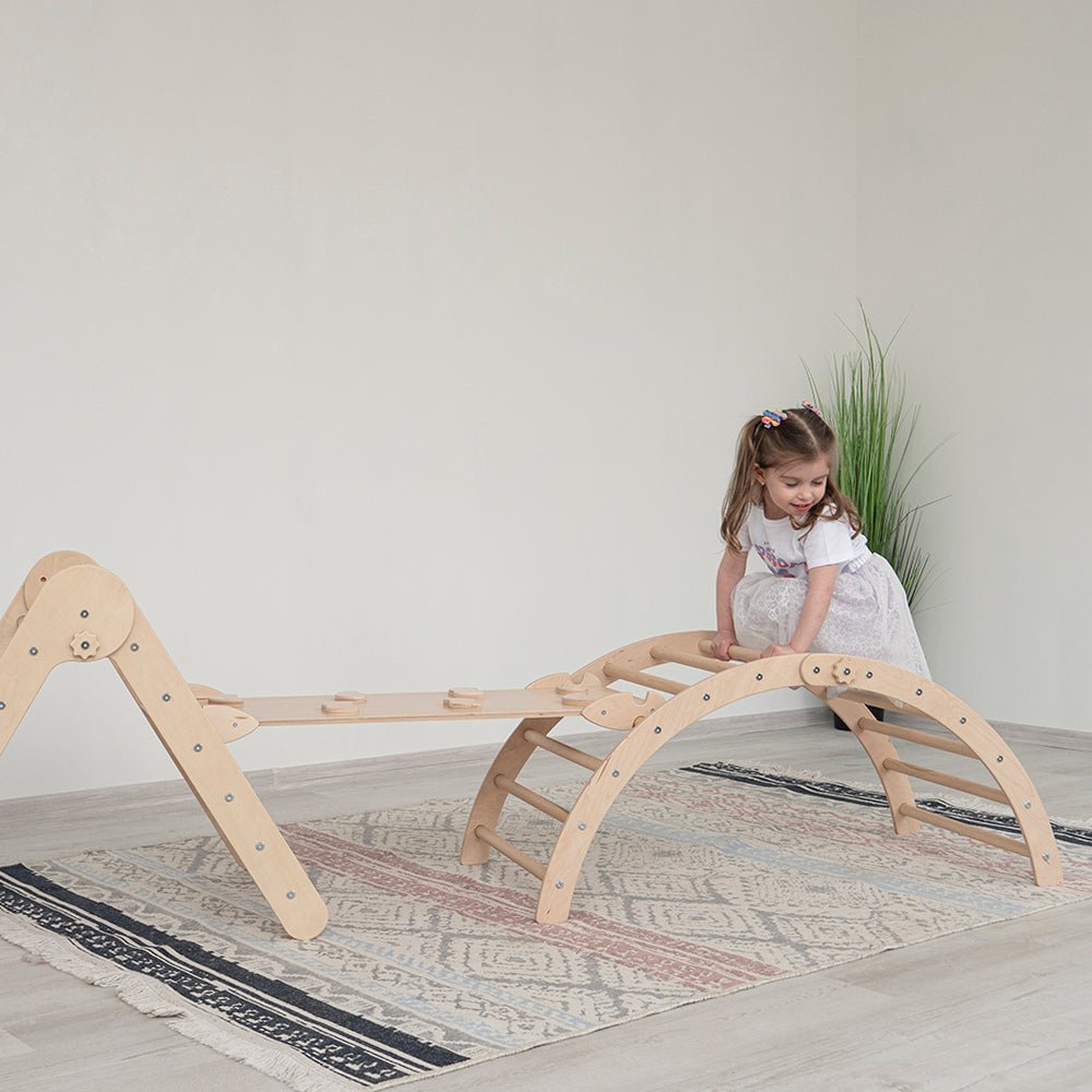 Montessori triangle climber set – with arch & ramp - The Nurturing Nook