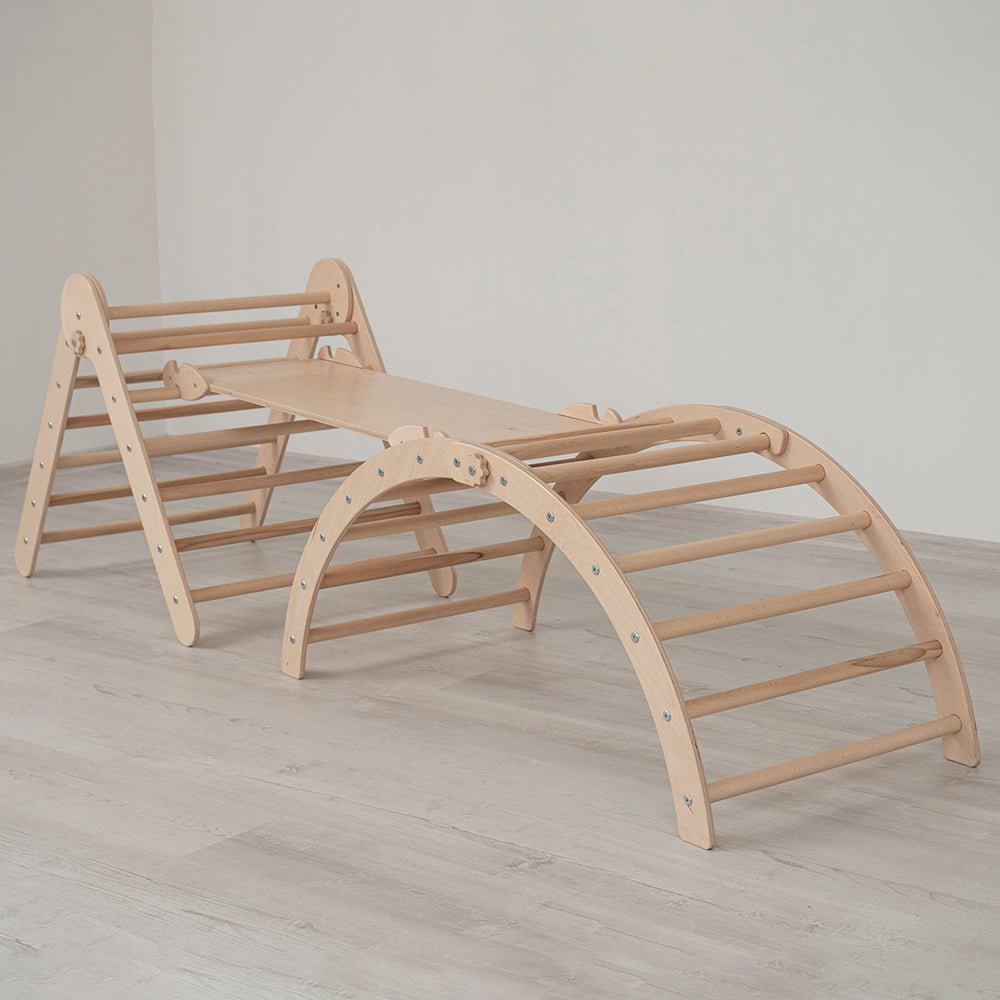 Montessori triangle climber set – with arch & ramp - The Nurturing Nook