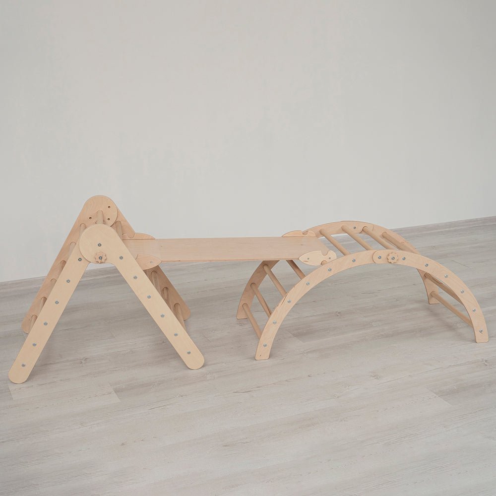 Montessori triangle climber set – with arch & ramp - The Nurturing Nook