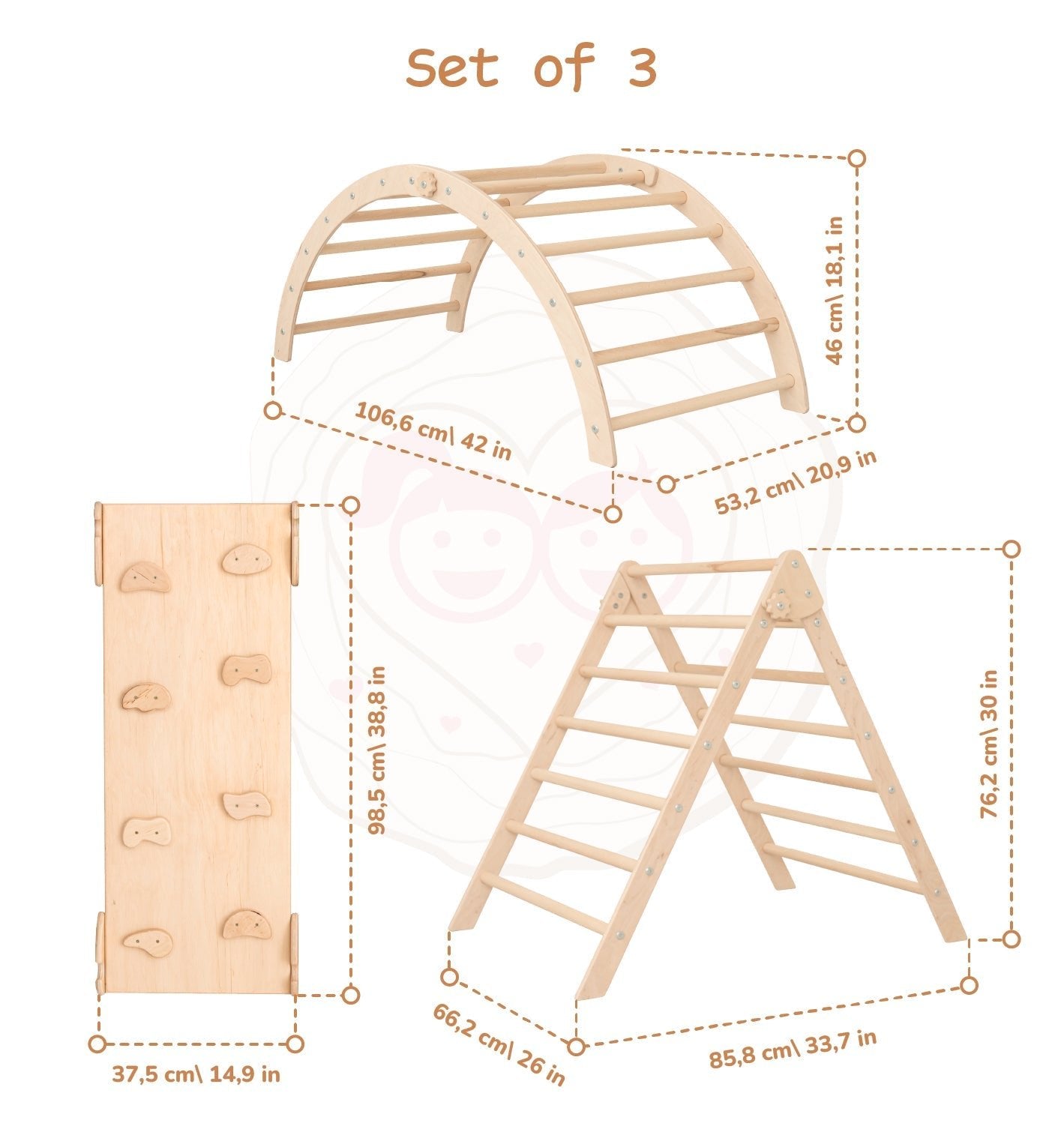 Montessori triangle climber set – with arch & ramp - The Nurturing Nook