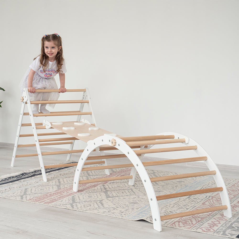 Montessori triangle climber set – with arch & ramp - The Nurturing Nook