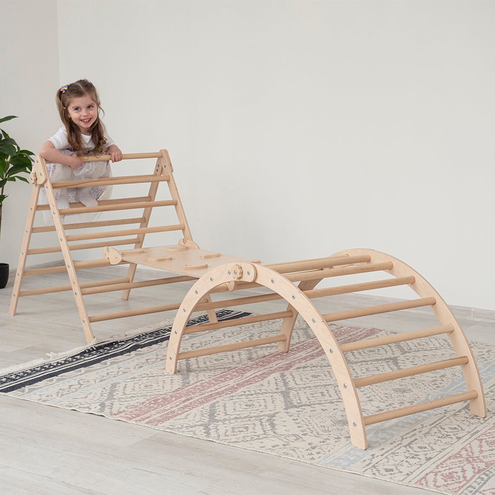 Montessori triangle climber set – with arch & ramp - The Nurturing Nook