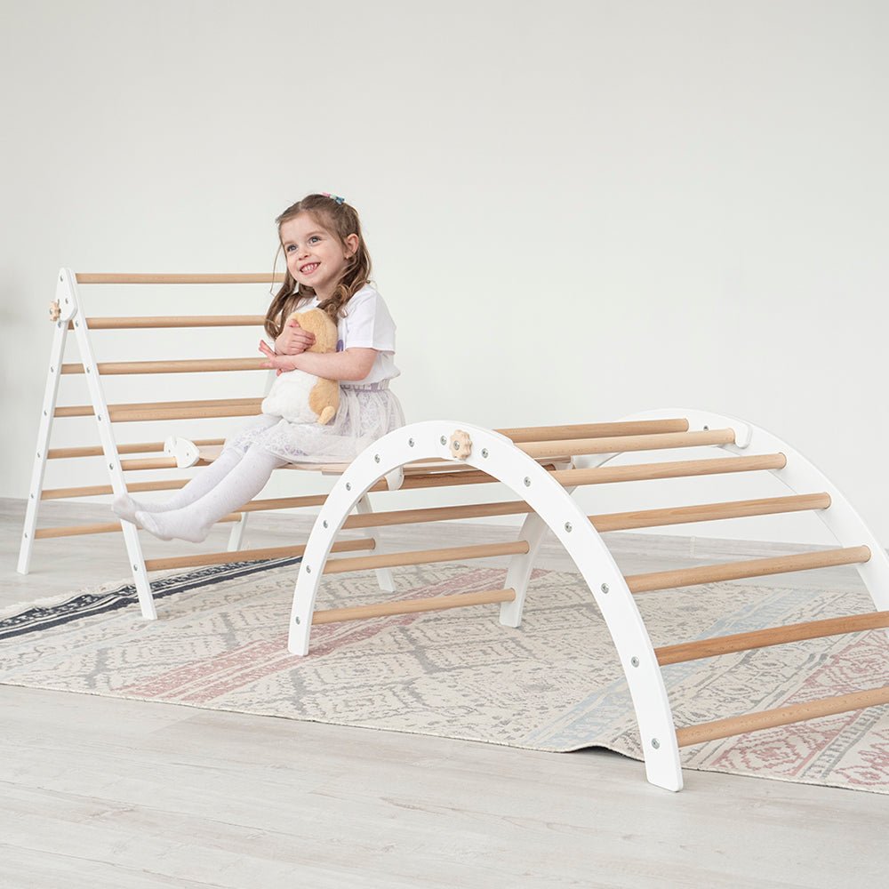 Montessori triangle climber set – with arch & ramp - The Nurturing Nook