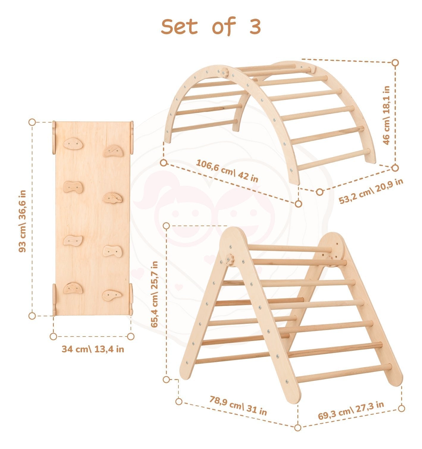 Montessori triangle climber set – with arch & ramp - The Nurturing Nook