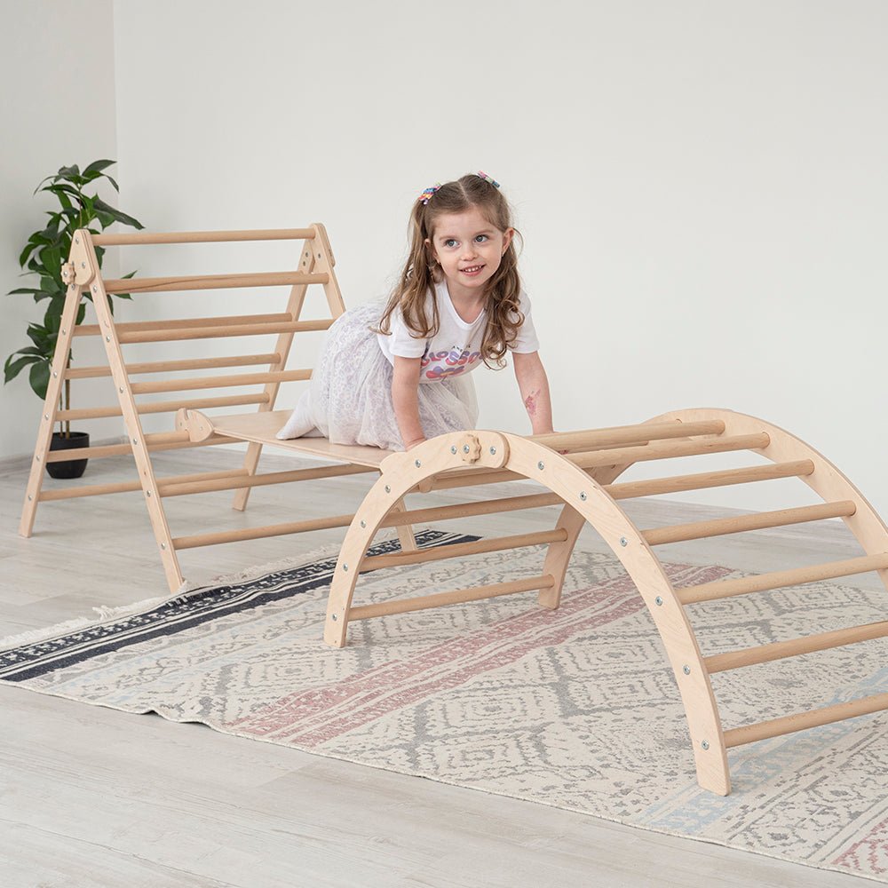 Montessori triangle climber set – with arch & ramp - The Nurturing Nook