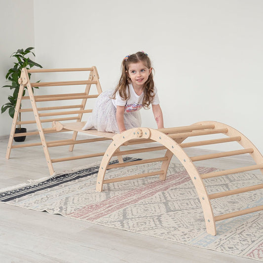 Montessori triangle climber set – with arch & ramp - The Nurturing Nook