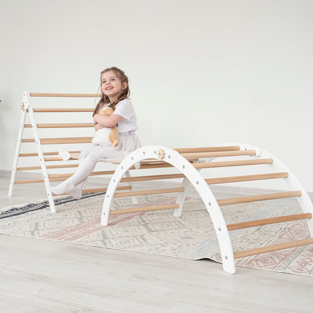 Montessori triangle climber set – with arch & ramp - The Nurturing Nook