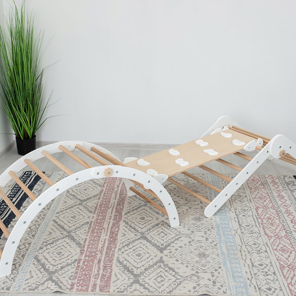 Montessori triangle climber set – with arch & ramp - The Nurturing Nook
