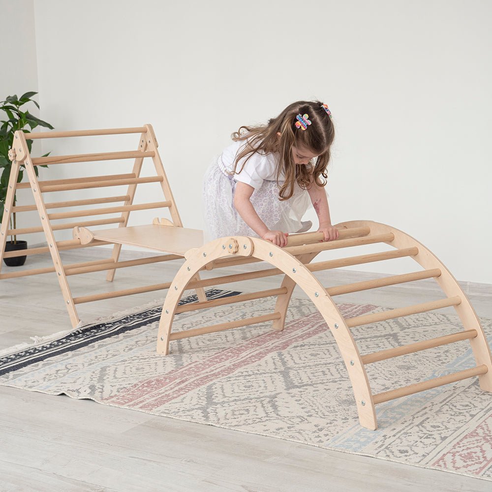 Montessori triangle climber set – with arch & ramp - The Nurturing Nook