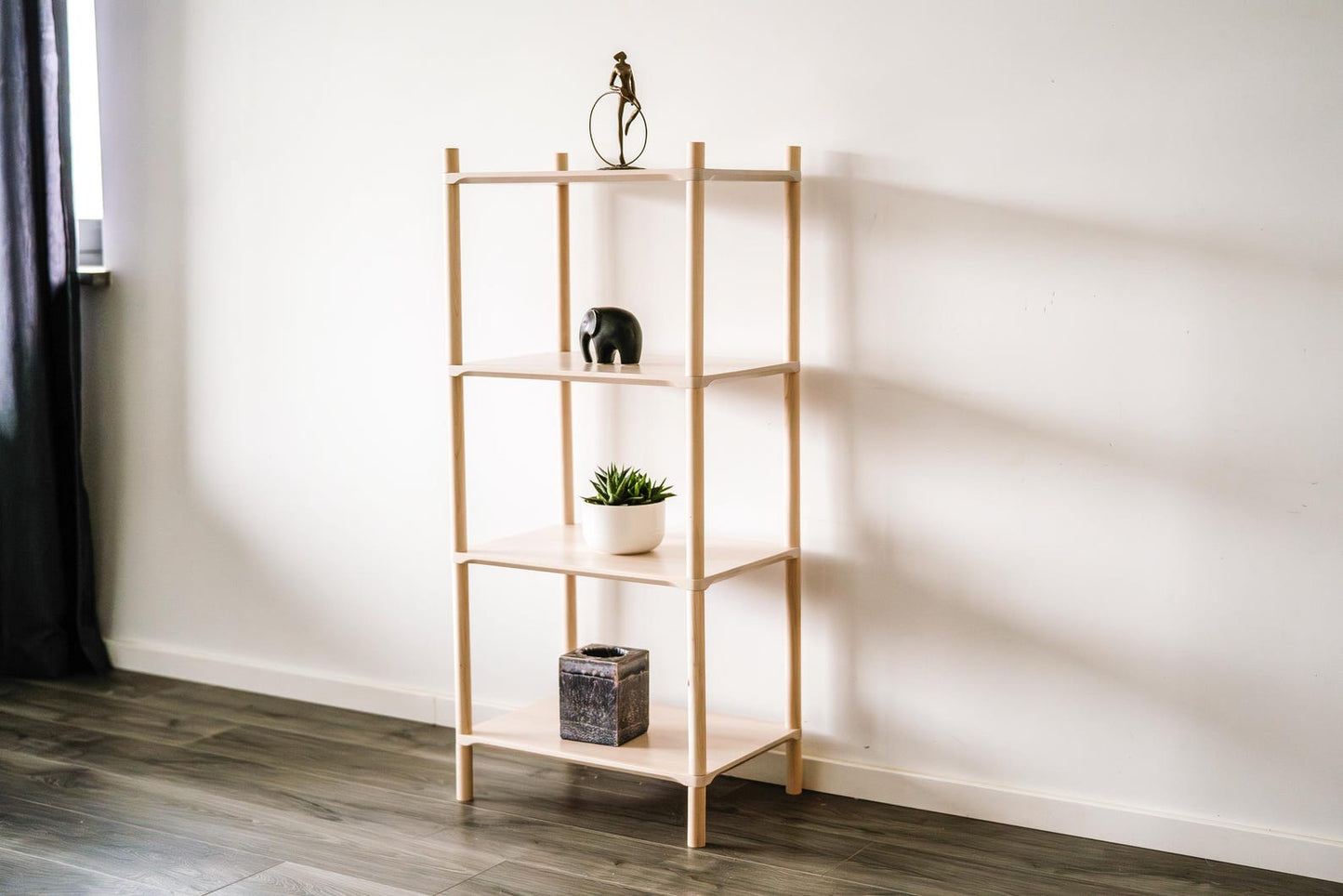 Montessori Wooden Shelf - Minimalist Floor Organizer & Kids Room Storage | Freestanding Natural Wood Shelf for Living Room & Bedroom Decor - The Nurturing Nook