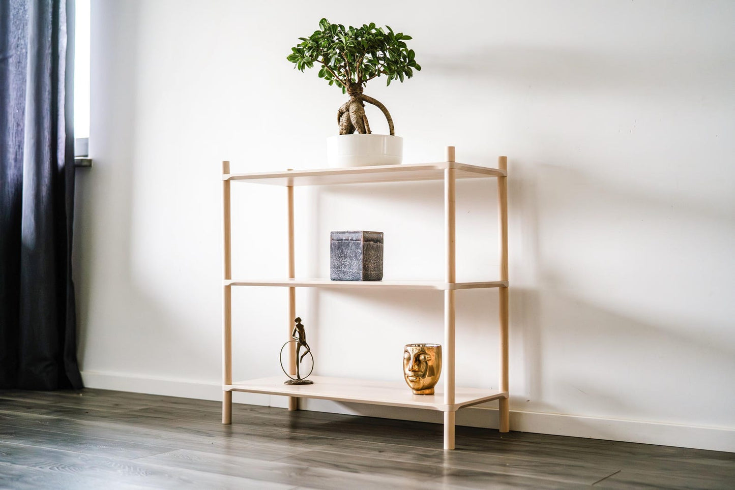 Montessori Wooden Shelf - Minimalist Floor Organizer & Kids Room Storage | Freestanding Natural Wood Shelf for Living Room & Bedroom Decor - The Nurturing Nook