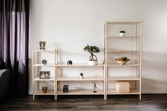 Montessori Wooden Shelf - Minimalist Floor Organizer & Kids Room Storage | Freestanding Natural Wood Shelf for Living Room & Bedroom Decor - The Nurturing Nook