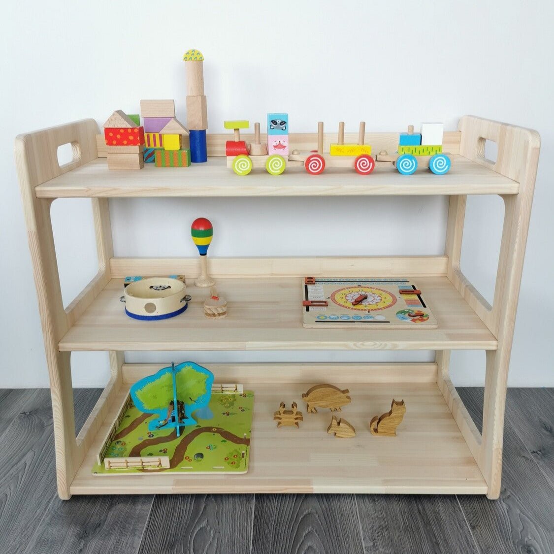 Montessori Wooden Shelf Organizer for Kids - MAXI - The Nurturing Nook