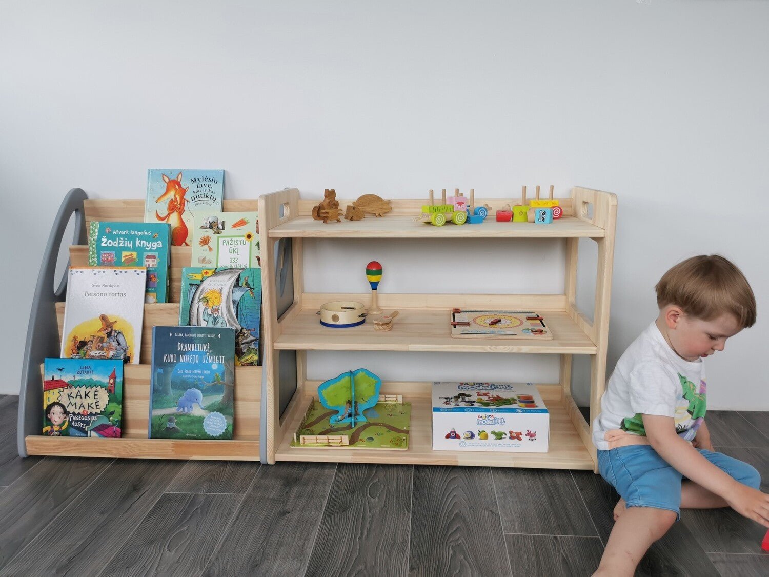 Montessori Wooden Shelf Organizer for Kids - MAXI - The Nurturing Nook