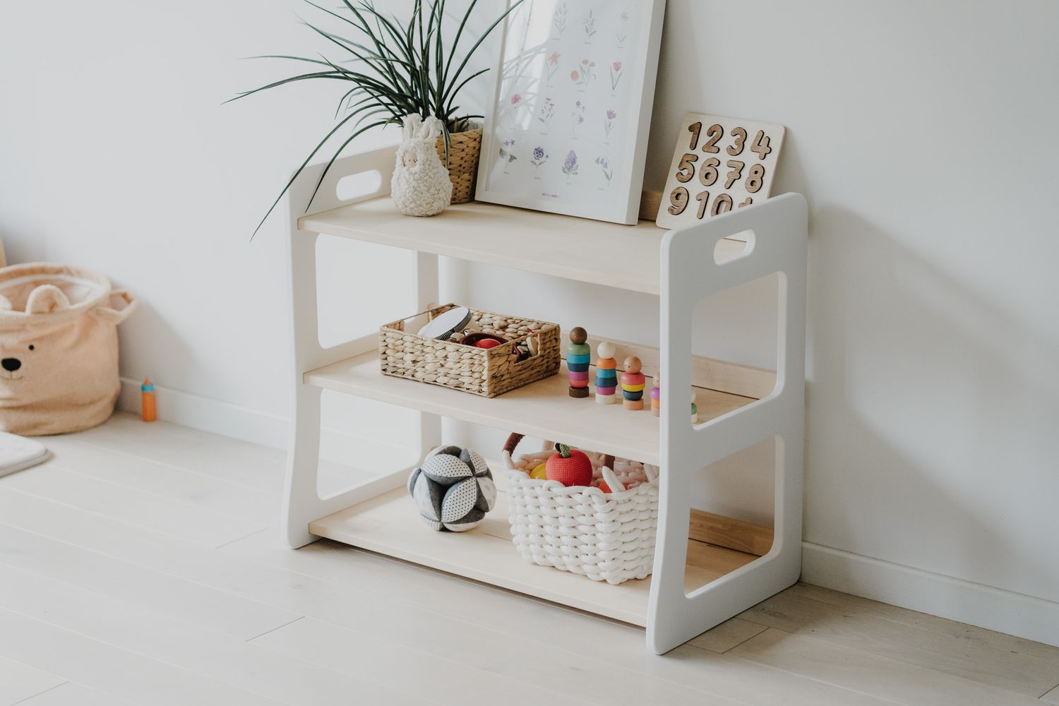 Montessori Wooden Shelf Organizer for Kids - MAXI - The Nurturing Nook
