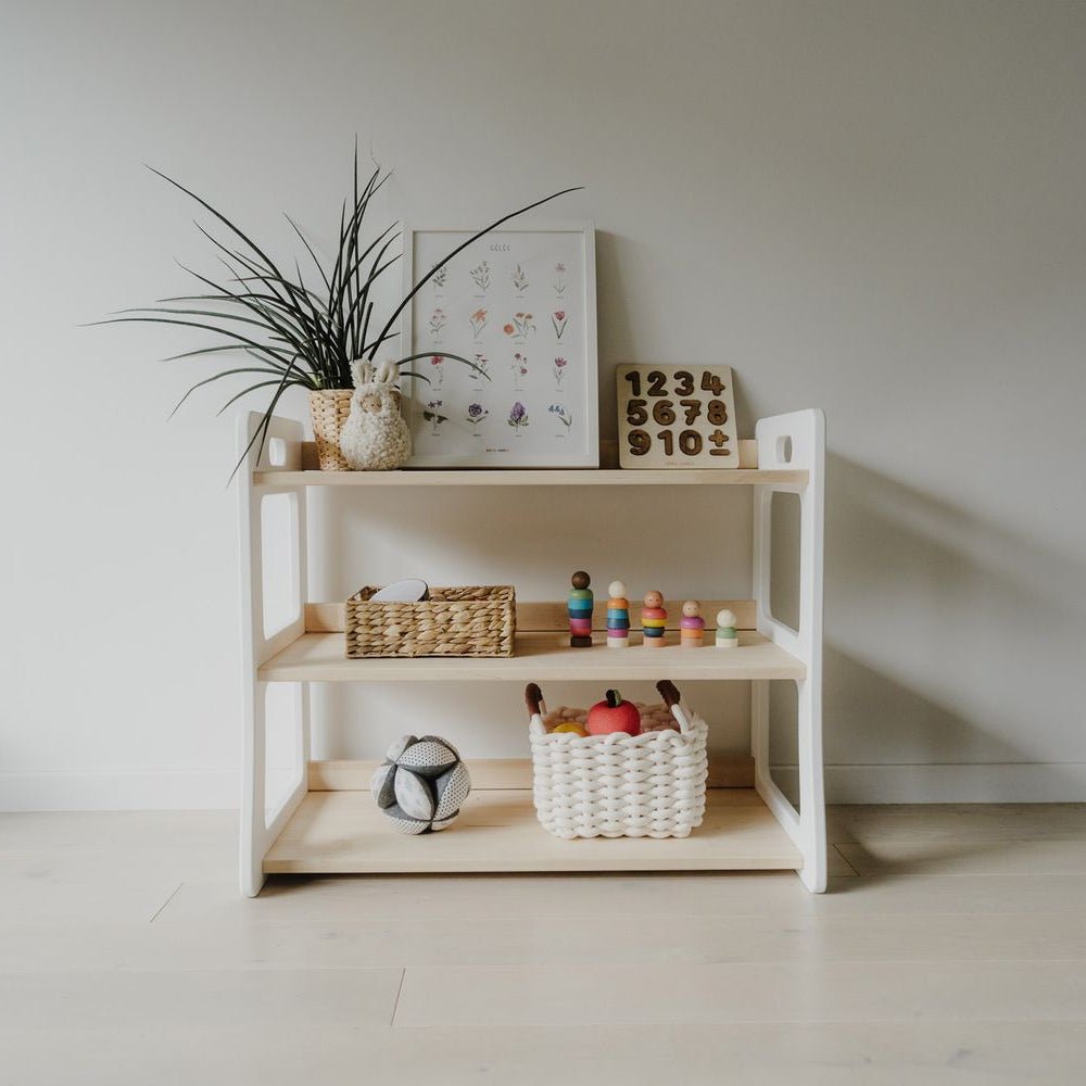 One Little Pine Montessori wooden shelf organizer for kids - maxi