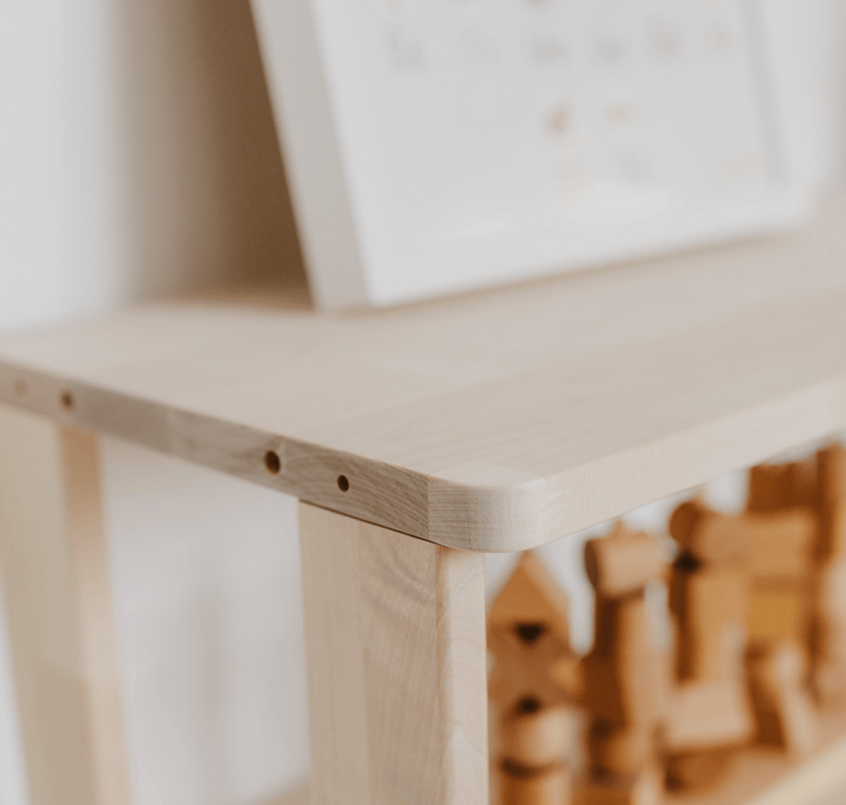 One Little Pine Montessori wooden shelf organizer for kids - maxi long
