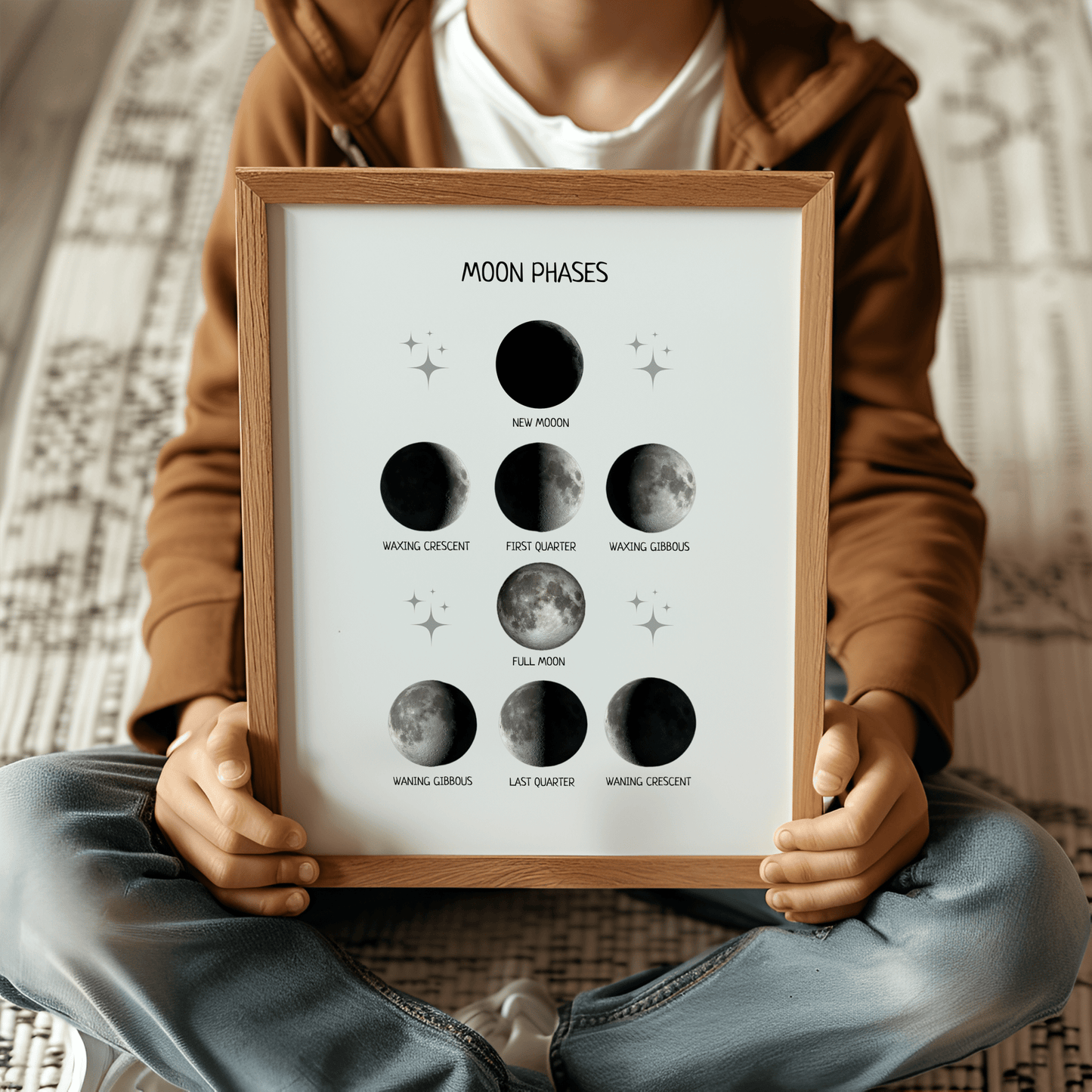 Moon Phases Poster - Educational Wall Art for Nursery, Montessori Classroom & Kids' Playroom | Digital Download - The Nurturing Nook