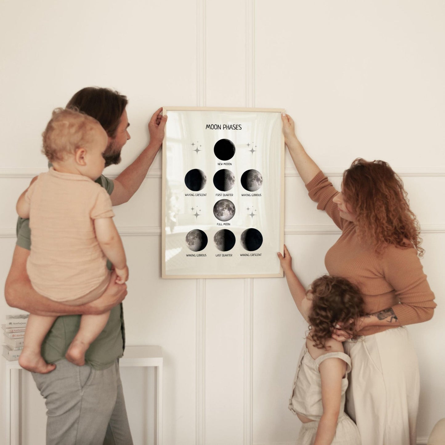 Moon Phases Poster - Educational Wall Art for Nursery, Montessori Classroom & Kids' Playroom | Digital Download - The Nurturing Nook