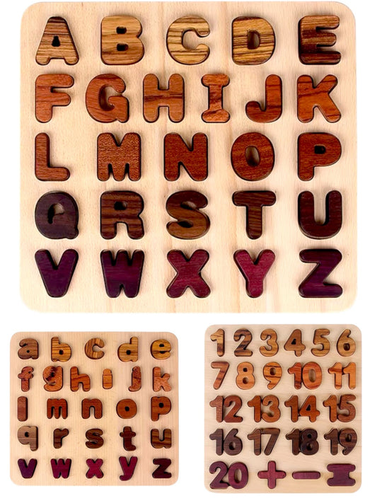 Natural Wooden Alphabet Letters and Numbers Puzzle - The Nurturing Nook