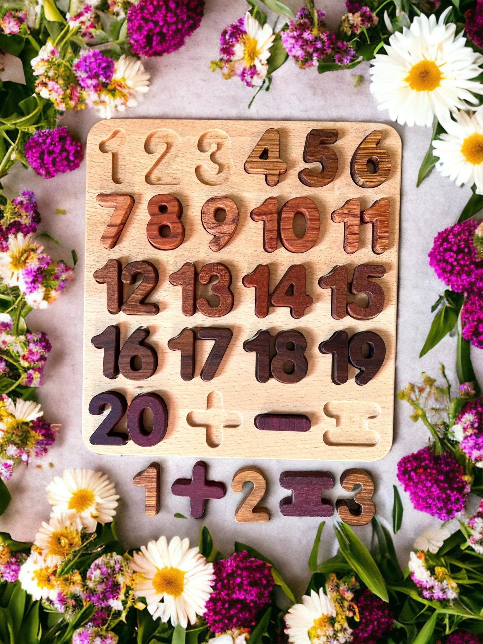 Natural Wooden Alphabet Letters and Numbers Puzzle - The Nurturing Nook