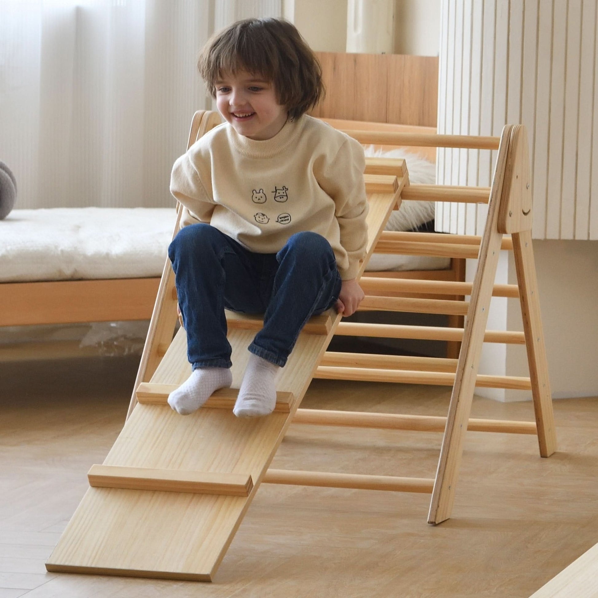 Olive - Pikler Triangle Ladder and Climber Slide - Multiple Sizes - The Nurturing Nook
