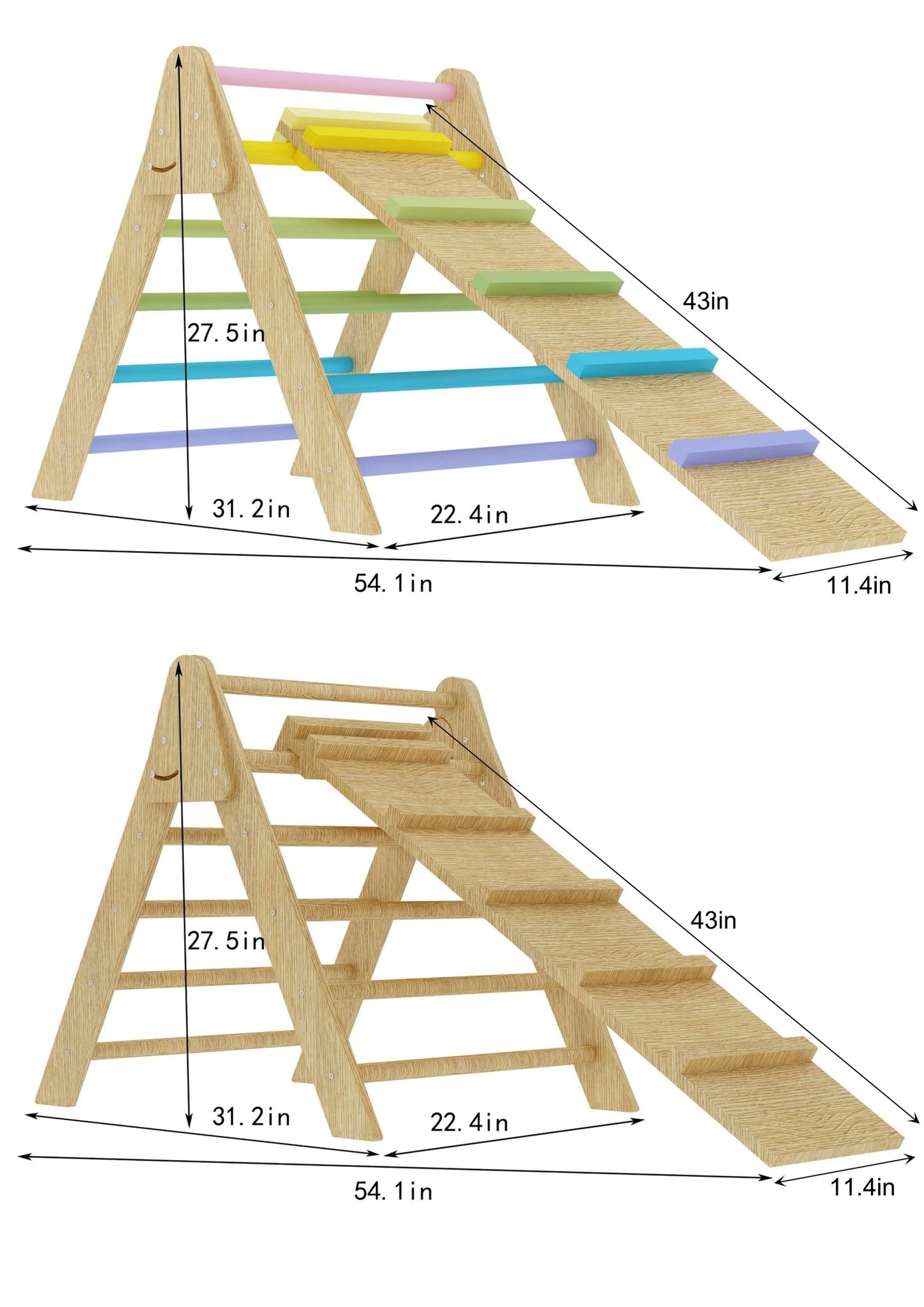 Olive - Pikler Triangle Ladder and Climber Slide - Multiple Sizes - The Nurturing Nook
