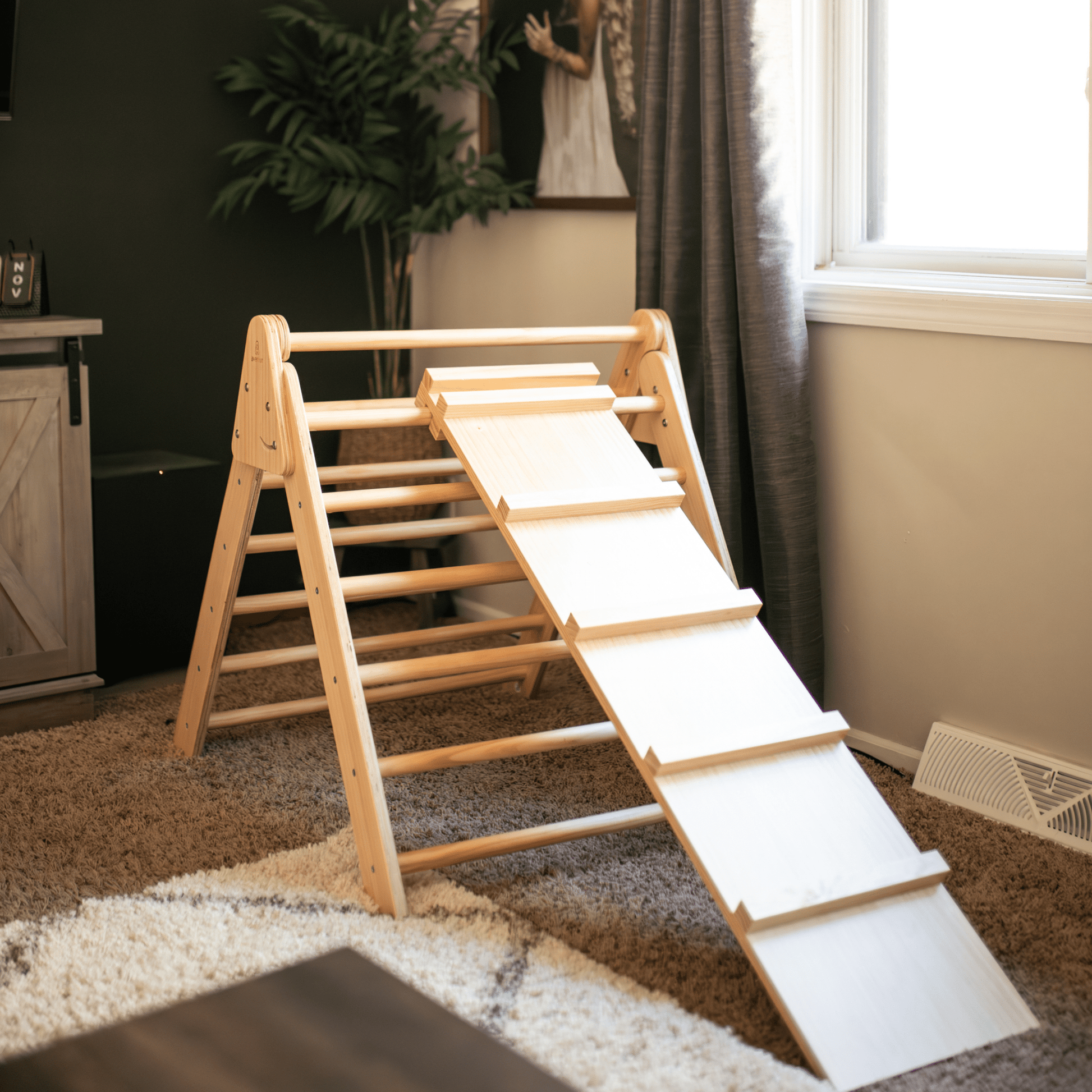 Olive - Pikler Triangle Ladder and Climber Slide - Multiple Sizes - The Nurturing Nook