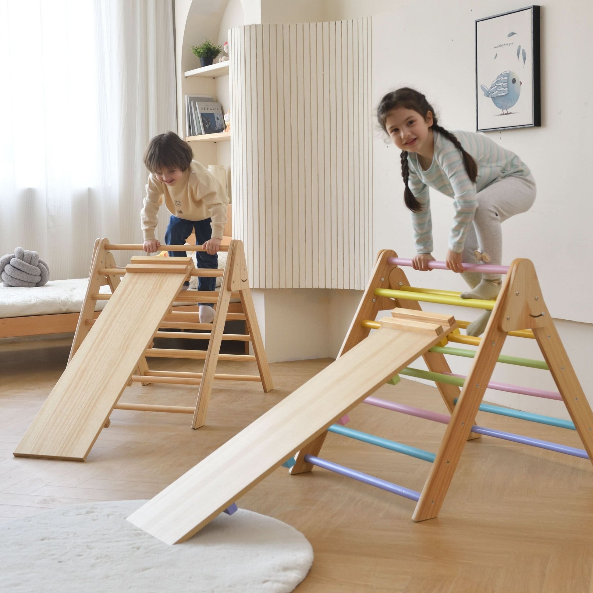 Olive - Pikler Triangle Ladder and Climber Slide - Multiple Sizes - The Nurturing Nook