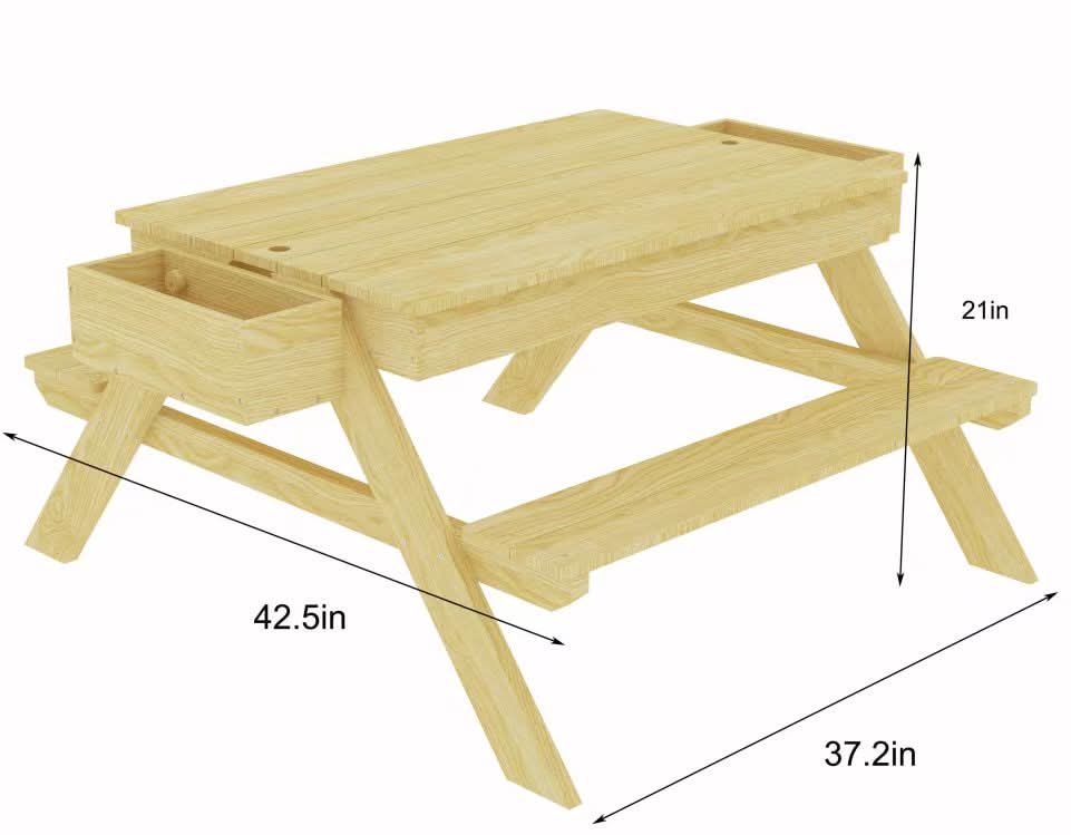Outdoor wooden sand and picnic table set for sensory play - The Nurturing Nook
