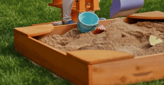 Outdoor wooden sandbox – perfect match for our excavator - The Nurturing Nook