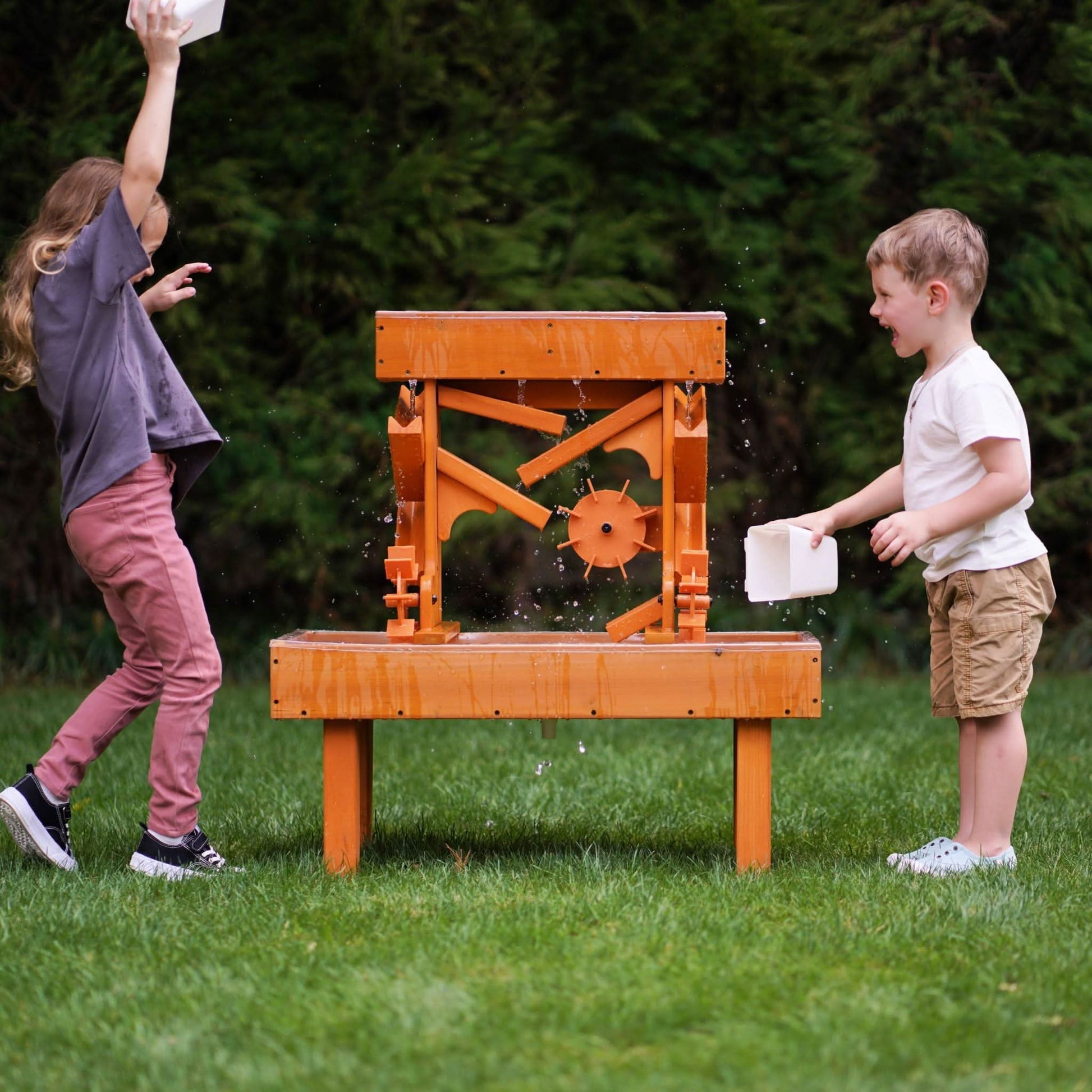 Outdoor wooden water table for kids, toddlers playset - The Nurturing Nook
