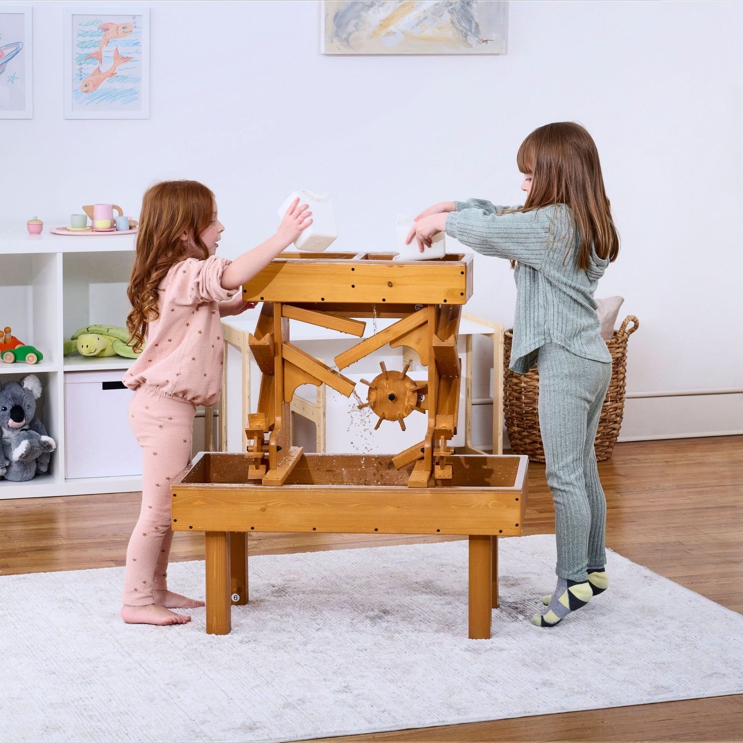 Outdoor wooden water table for kids, toddlers playset - The Nurturing Nook