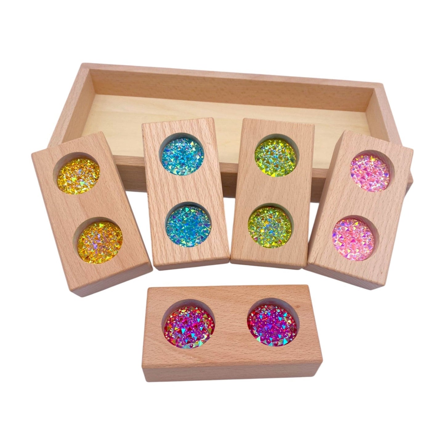 Pastel & Rainbow Gem Block Collection – 3 Styles with Wooden Storage Trays - The Nurturing Nook