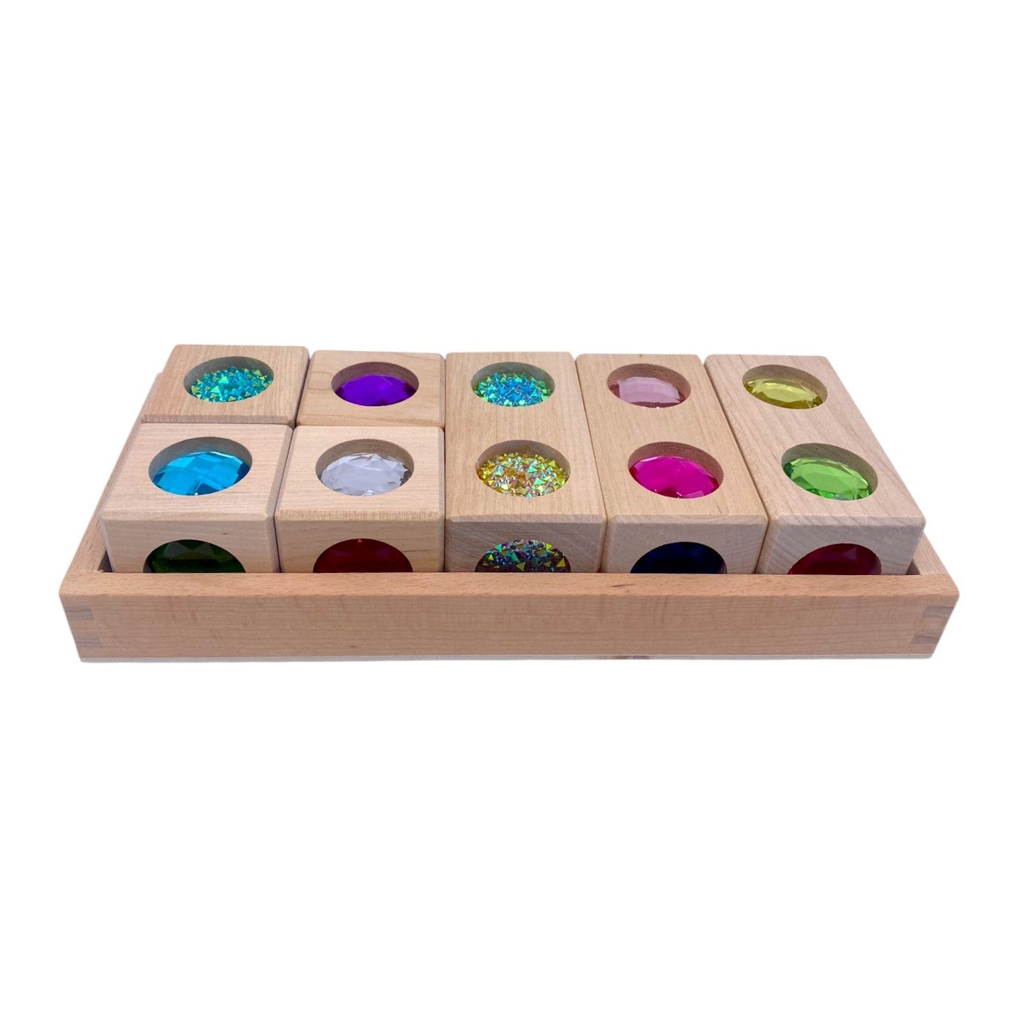 Pastel & Rainbow Gem Block Collection – 3 Styles with Wooden Storage Trays - The Nurturing Nook