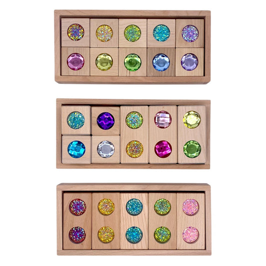 Pastel & Rainbow Gem Block Collection – 3 Styles with Wooden Storage Trays - The Nurturing Nook