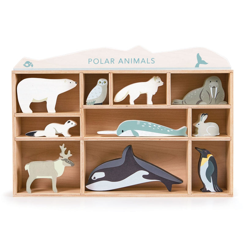 Tender Leaf wooden polar animals shelf set pretend play toy