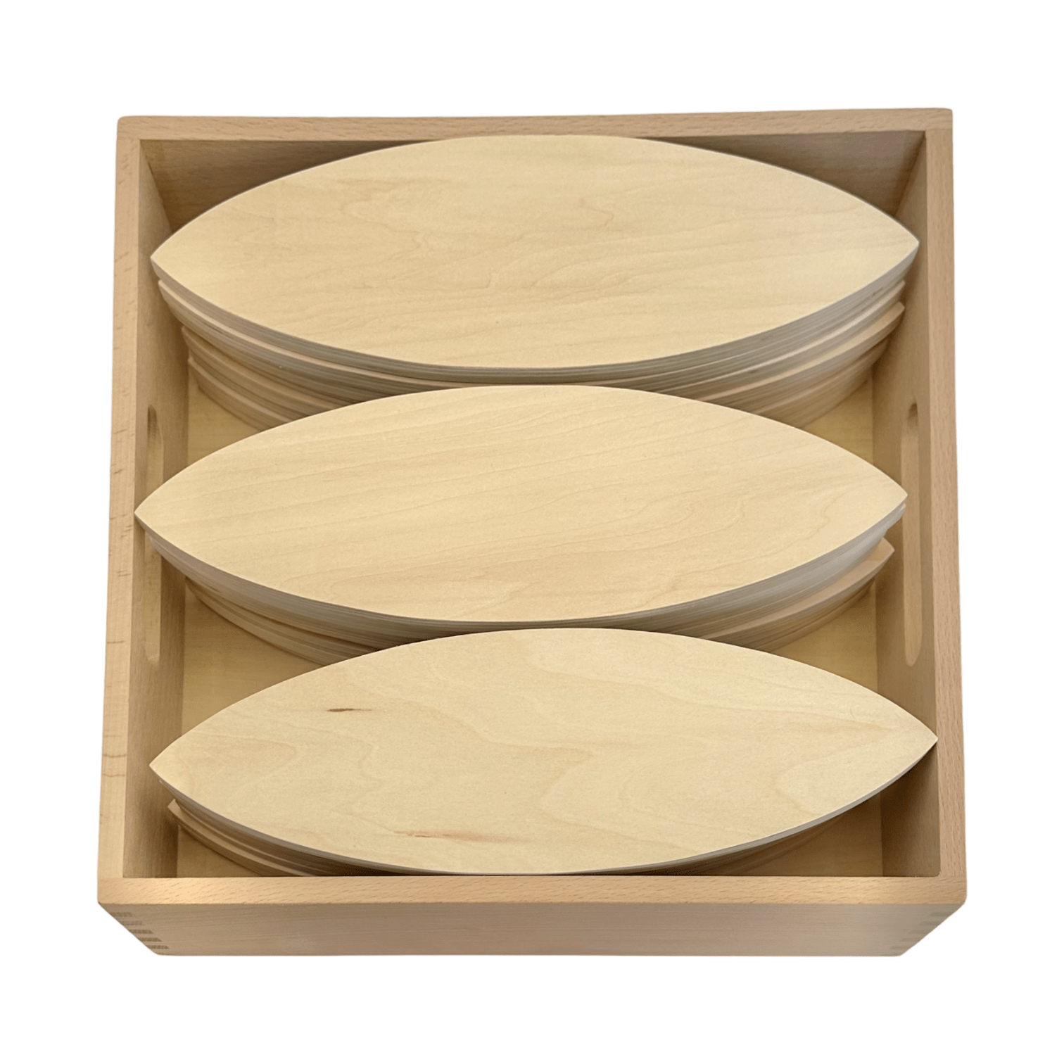**Pre - order (Ships in 2 - 3 Weeks)**24 Pcs Natural Wooden Petal Mandala Platforms with Storage Tray - The Nurturing Nook