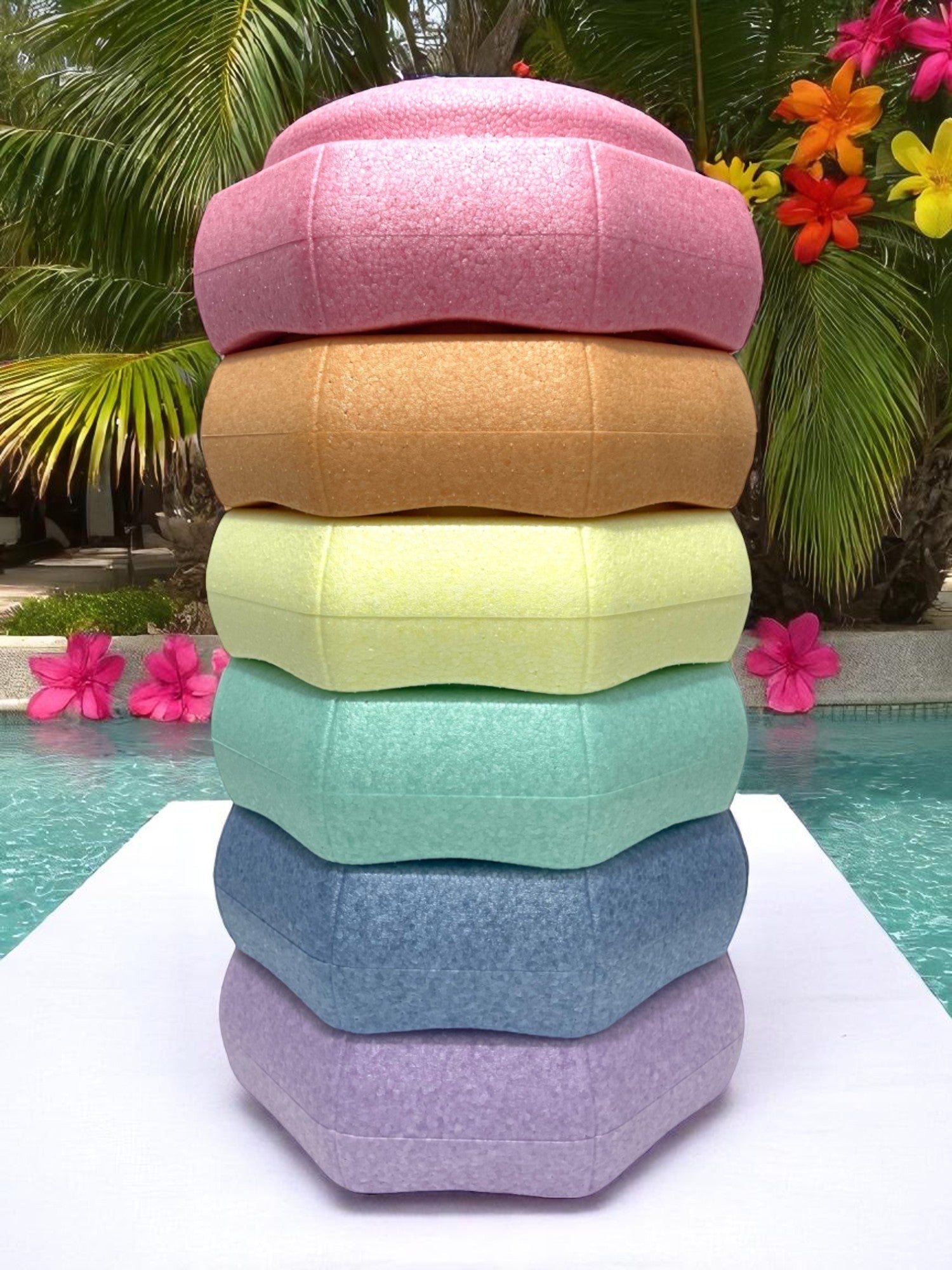 **Pre - order (Ships in 2 - 3 Weeks)**6 Pieces Pastel Rainbow Stepping Stones Set - The Nurturing Nook