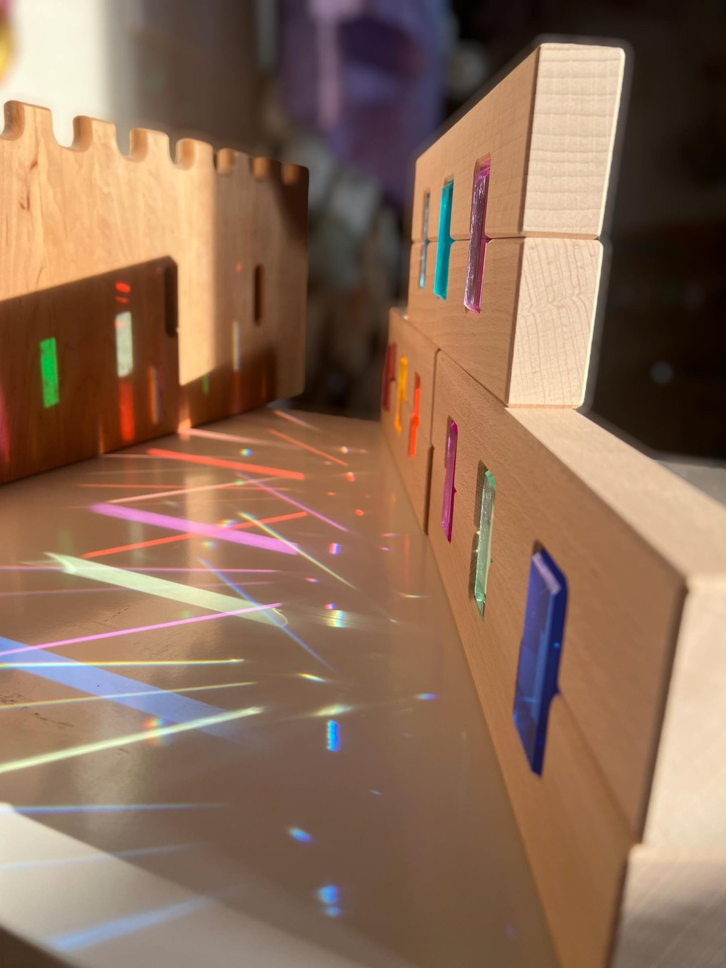 **Pre - order (Ships in 2 - 3 Weeks)**64 Pcs Rainbow Stones & 6 Interlocking Slats Set with Storage Tray - The Nurturing Nook