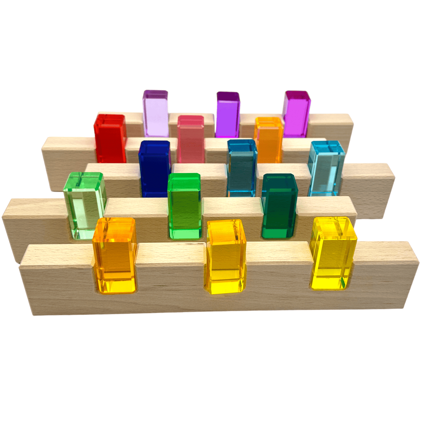 **Pre - order (Ships in 2 - 3 Weeks)**64 Pcs Rainbow Stones & 6 Interlocking Slats Set with Storage Tray - The Nurturing Nook