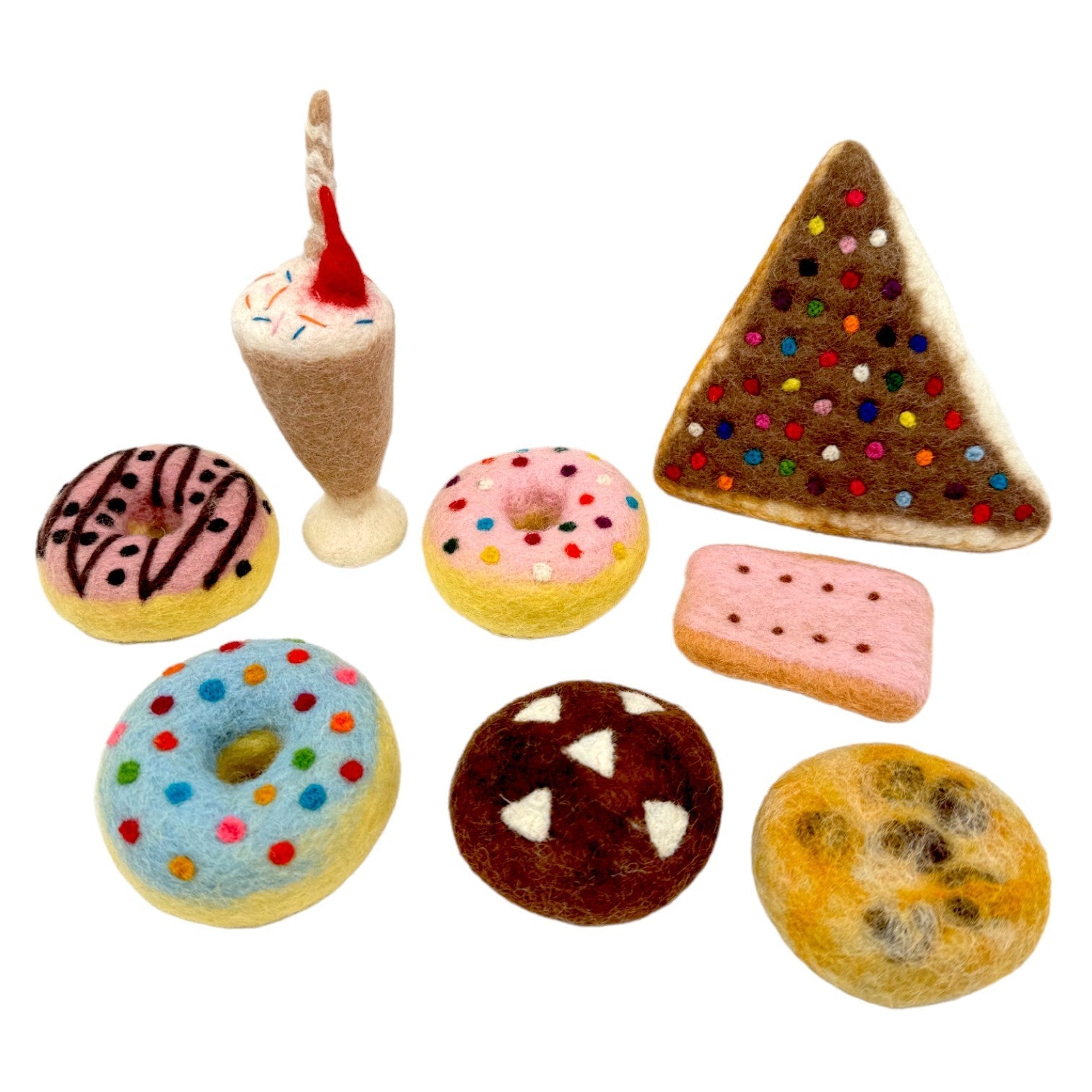 **Pre - order (Ships in 2 - 3 Weeks)**Handmade in Nepal 100% Wool Felt Foods Play Set for Pretend Cooking and Farmer's Market Play - The Nurturing Nook