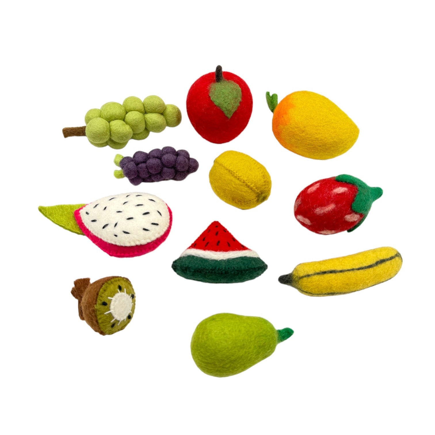 **Pre - order (Ships in 2 - 3 Weeks)**Handmade in Nepal 100% Wool Felt Foods Play Set for Pretend Cooking and Farmer's Market Play - The Nurturing Nook