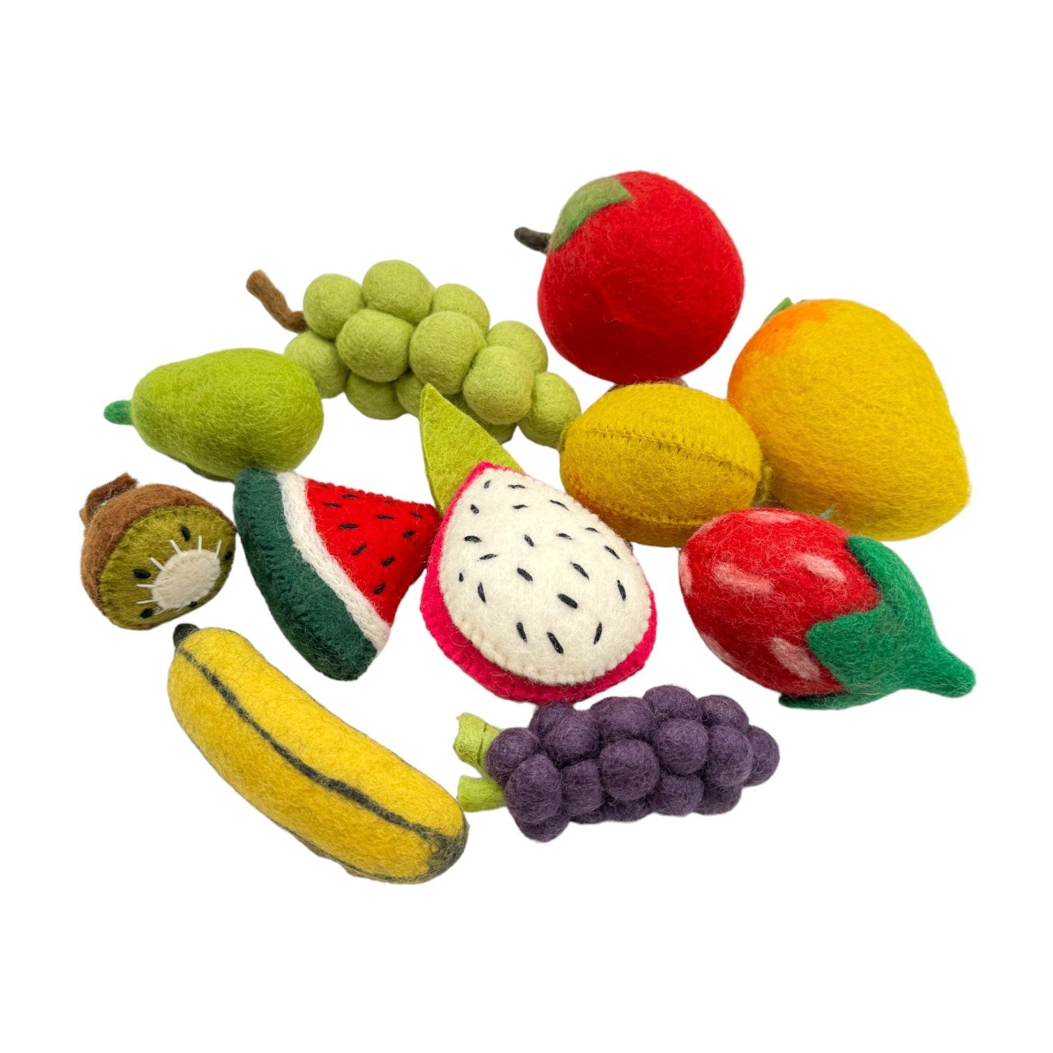 **Pre - order (Ships in 2 - 3 Weeks)**Handmade in Nepal 100% Wool Felt Foods Play Set for Pretend Cooking and Farmer's Market Play - The Nurturing Nook