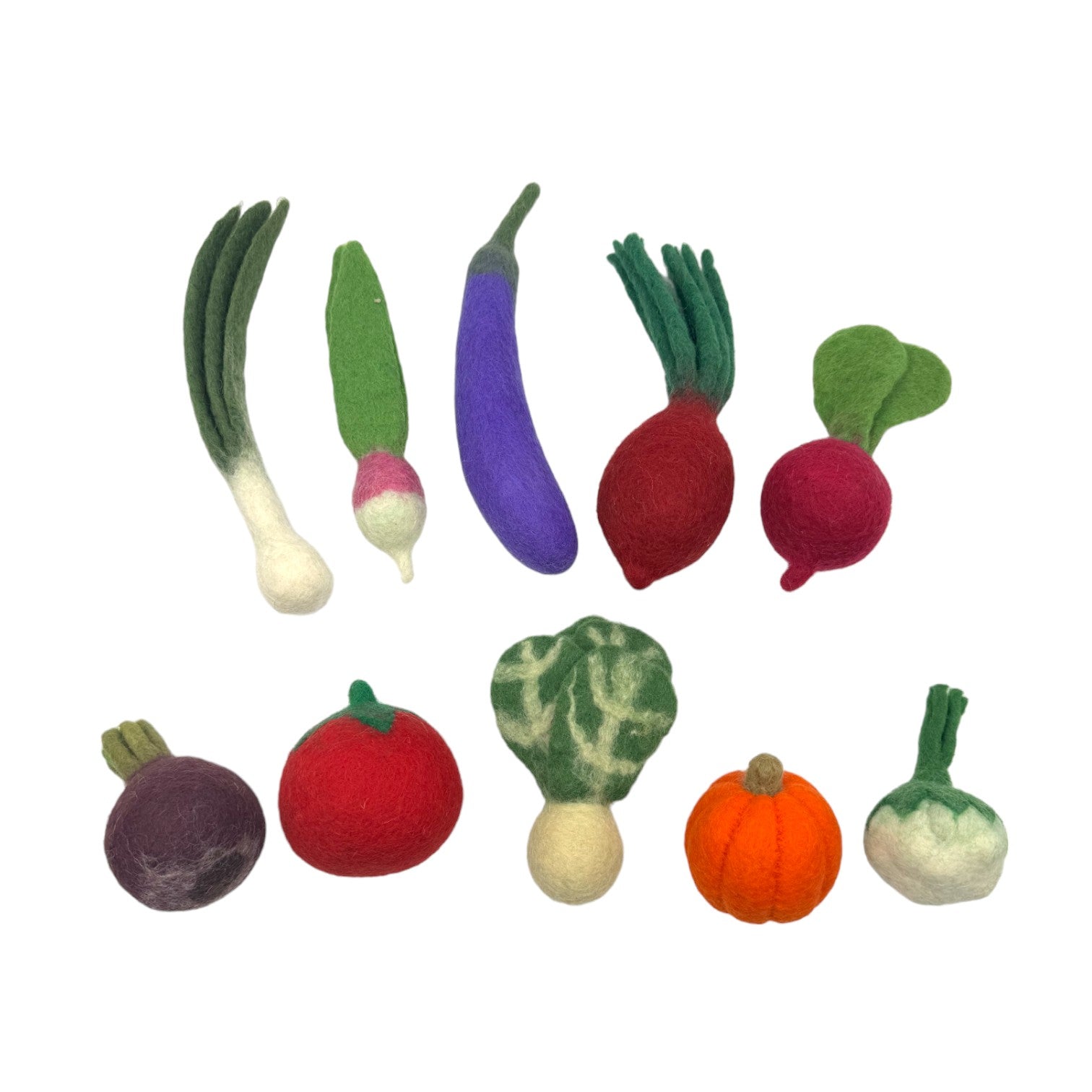 **Pre - order (Ships in 2 - 3 Weeks)**Handmade in Nepal 100% Wool Felt Foods Play Set for Pretend Cooking and Farmer's Market Play - The Nurturing Nook