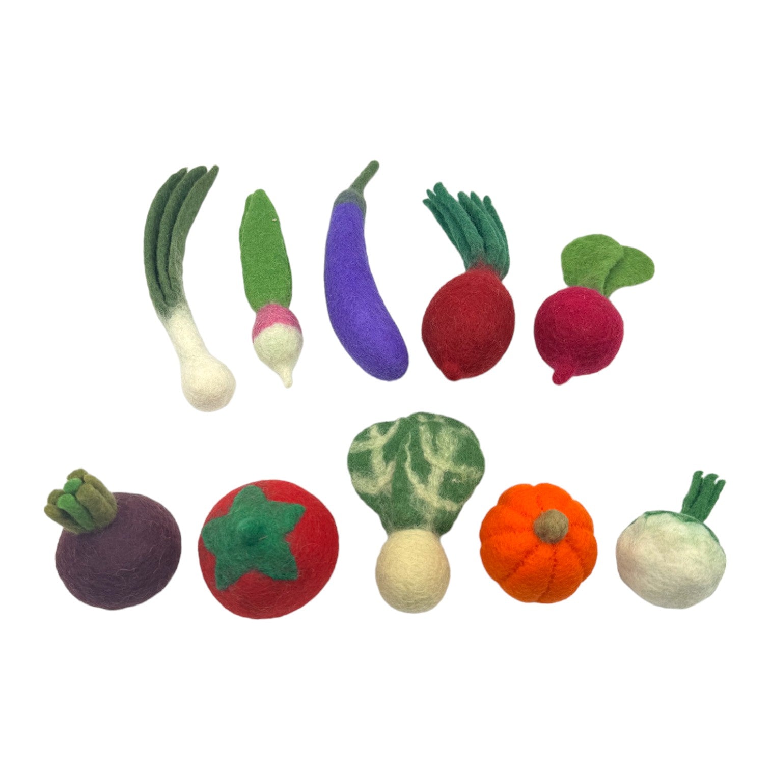 **Pre - order (Ships in 2 - 3 Weeks)**Handmade in Nepal 100% Wool Felt Foods Play Set for Pretend Cooking and Farmer's Market Play - The Nurturing Nook