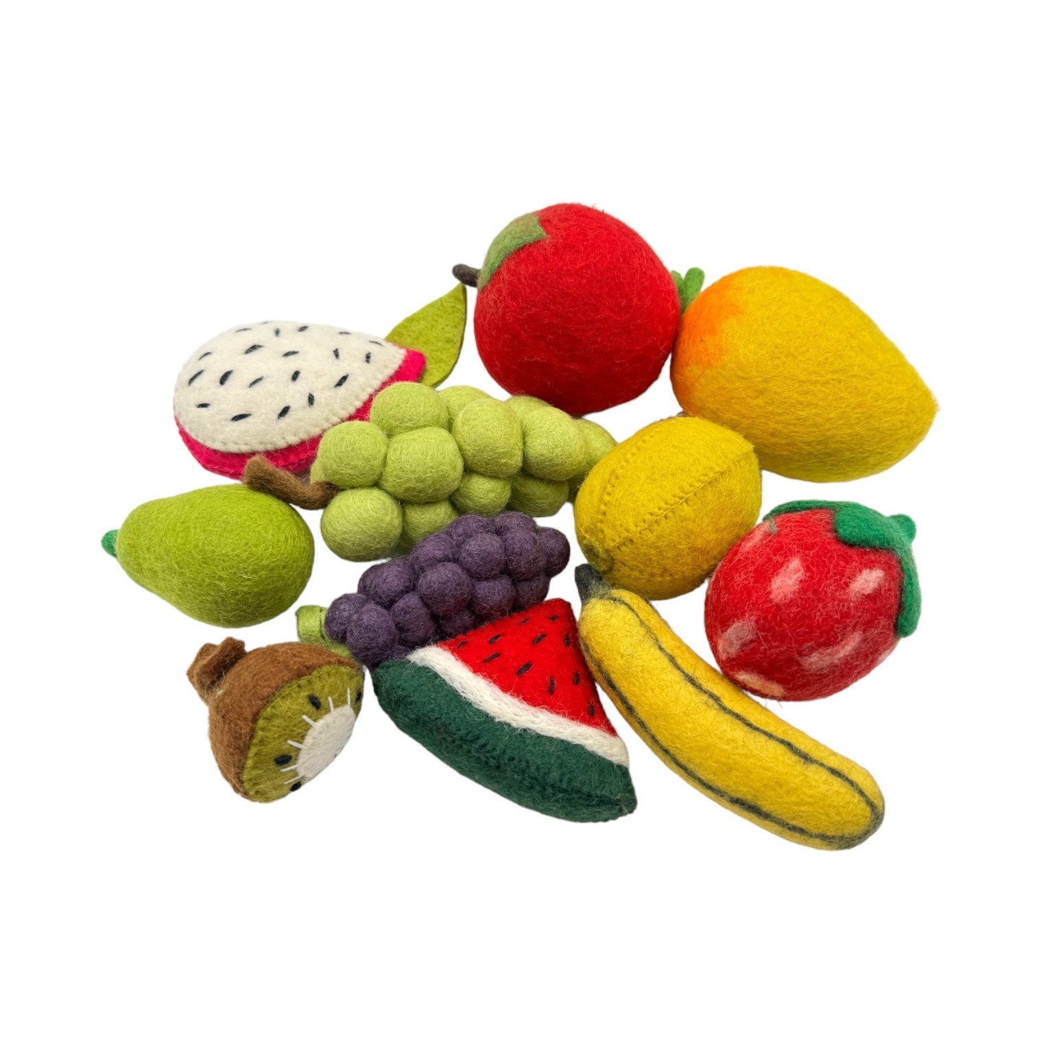 **Pre - order (Ships in 2 - 3 Weeks)**Handmade in Nepal 100% Wool Felt Foods Play Set for Pretend Cooking and Farmer's Market Play - The Nurturing Nook