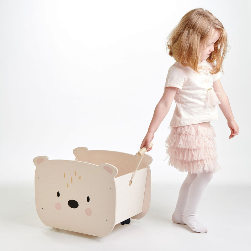 Tender Leaf wooden pull-along bear cart polar toy storage box